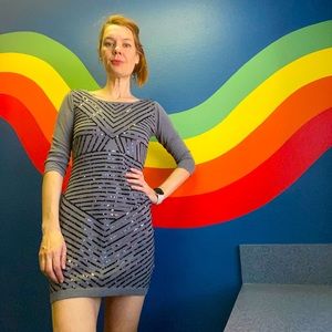 Gianni Bini grey sequin sweater dress. Like new.